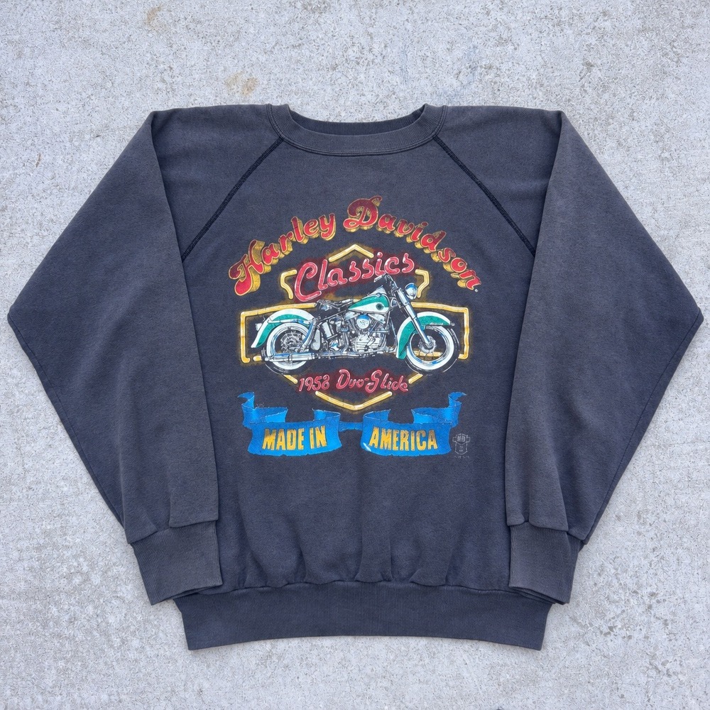 Vintage Harley Davidson Classics 1958 Duo-Glide Sweatshirt Faded Black Medium